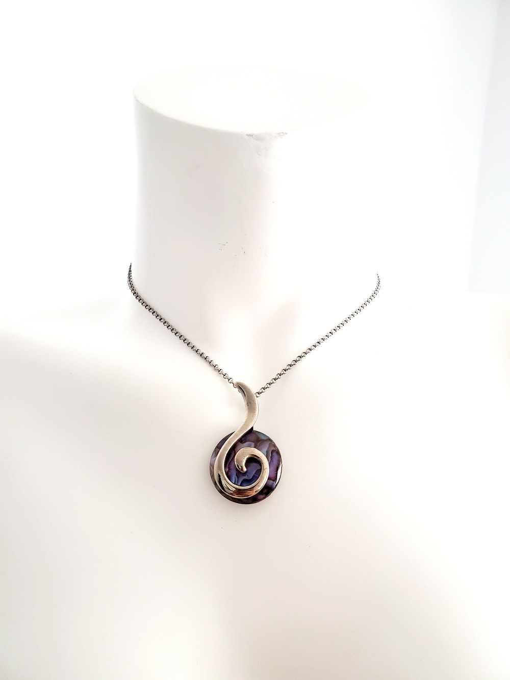 Silver Purple Swirl Pendant Necklace